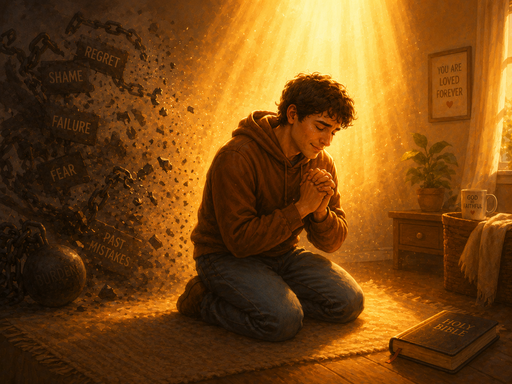 Illustration accompanying section six — Pray right now.